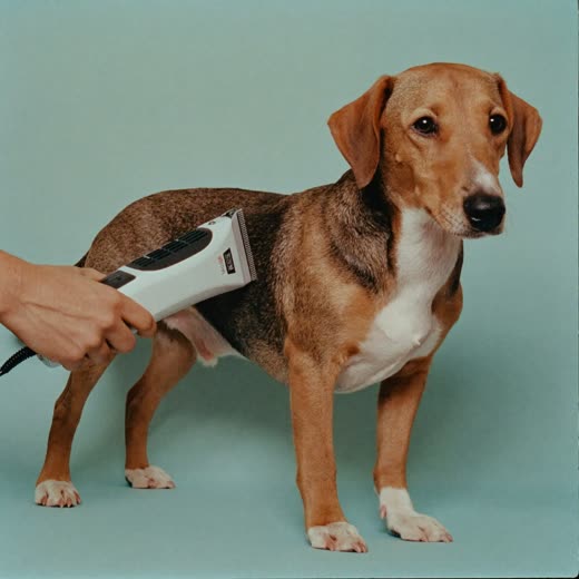 A terrier being clipped with grooming clippers